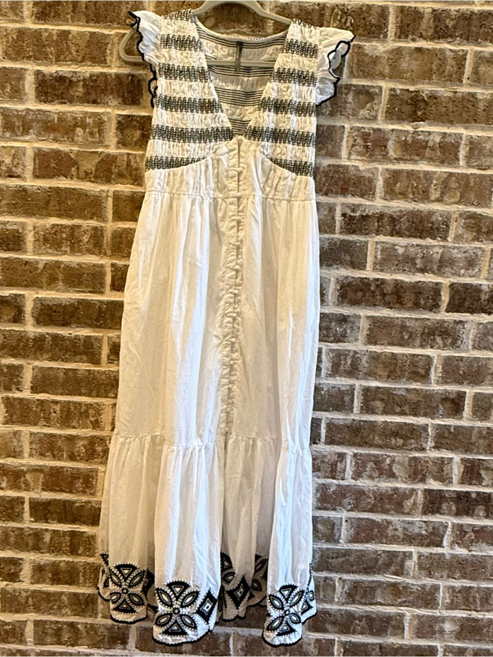 Anthropologie White Maxi Dress with Black Embroidery. NWOT - Picture 1 of 4